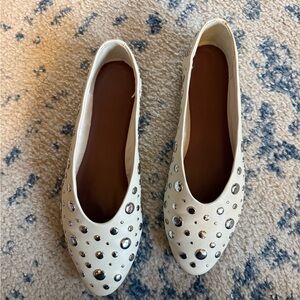 Zara Ivory Studded Ballet Flats